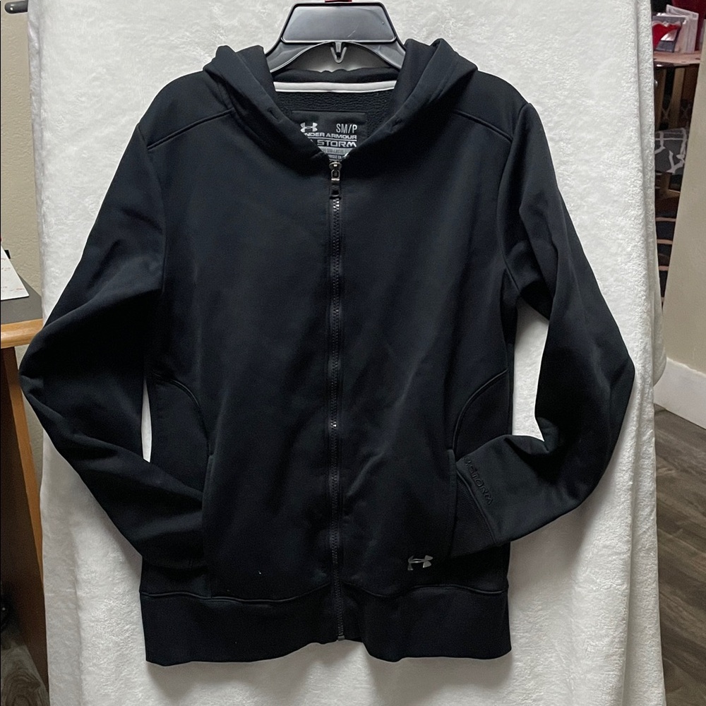 Under Armor UA Storm Women’s SEMI FITTED Black Full-Zip Hoodie Size SM/P SKU R27